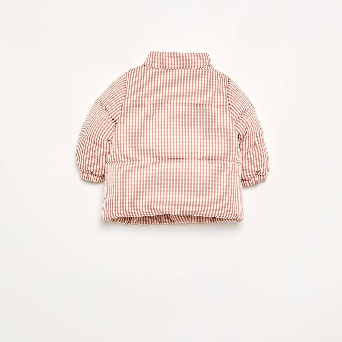Fleece-Lined Gingham Puffer Jacket RED