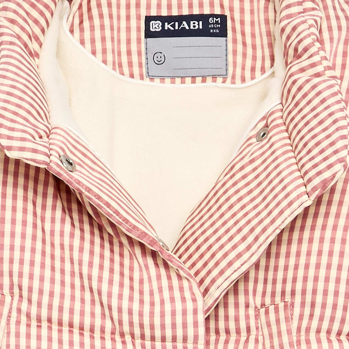 Fleece-Lined Gingham Puffer Jacket RED