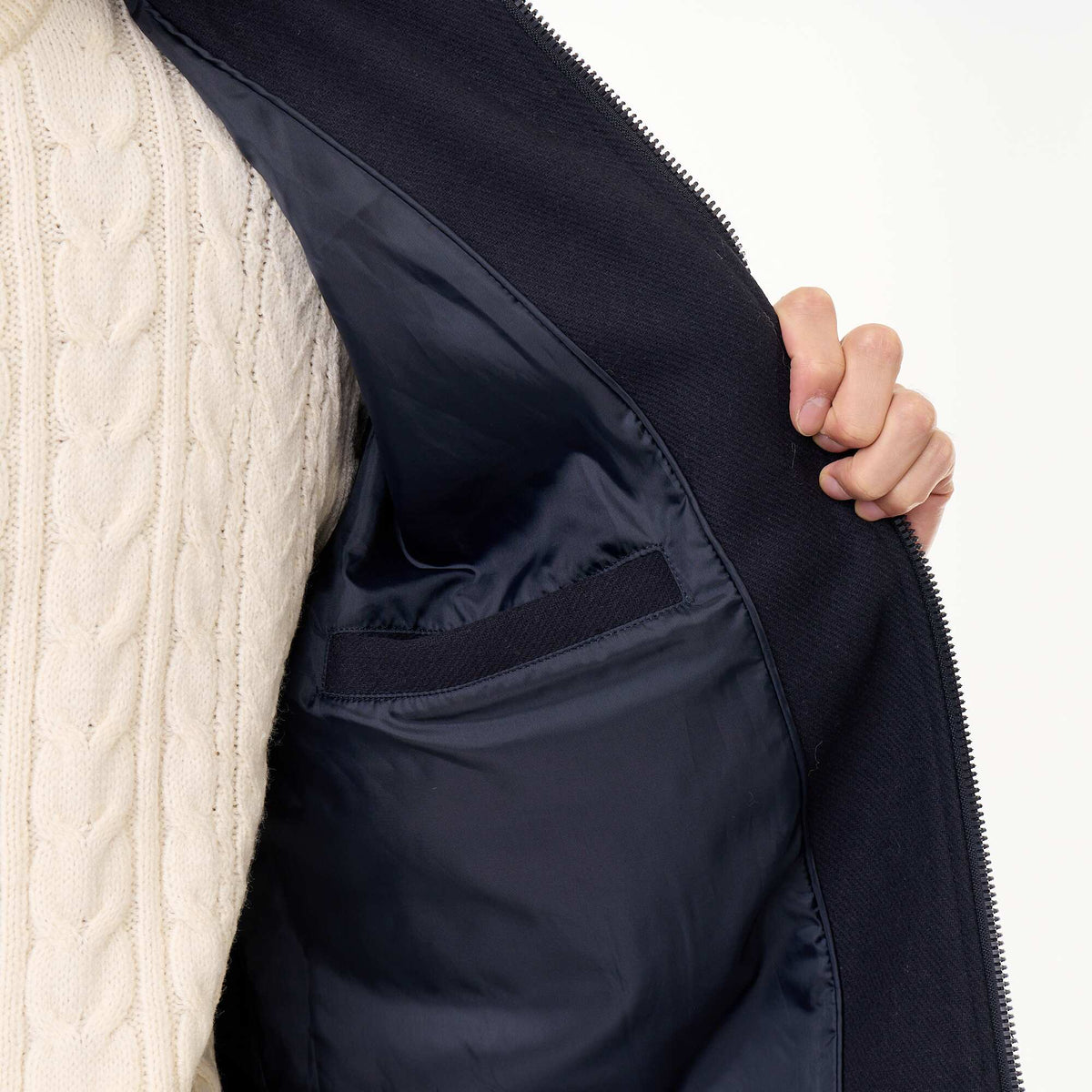 Faux Wool Jacket with Sheepskin-Effect Collar BLUE