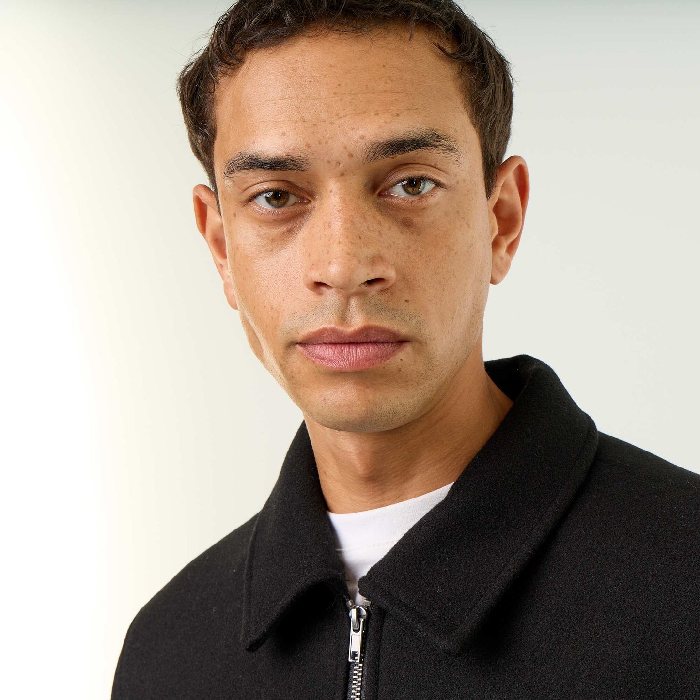 Wool-look shirt collar jacket BLACK