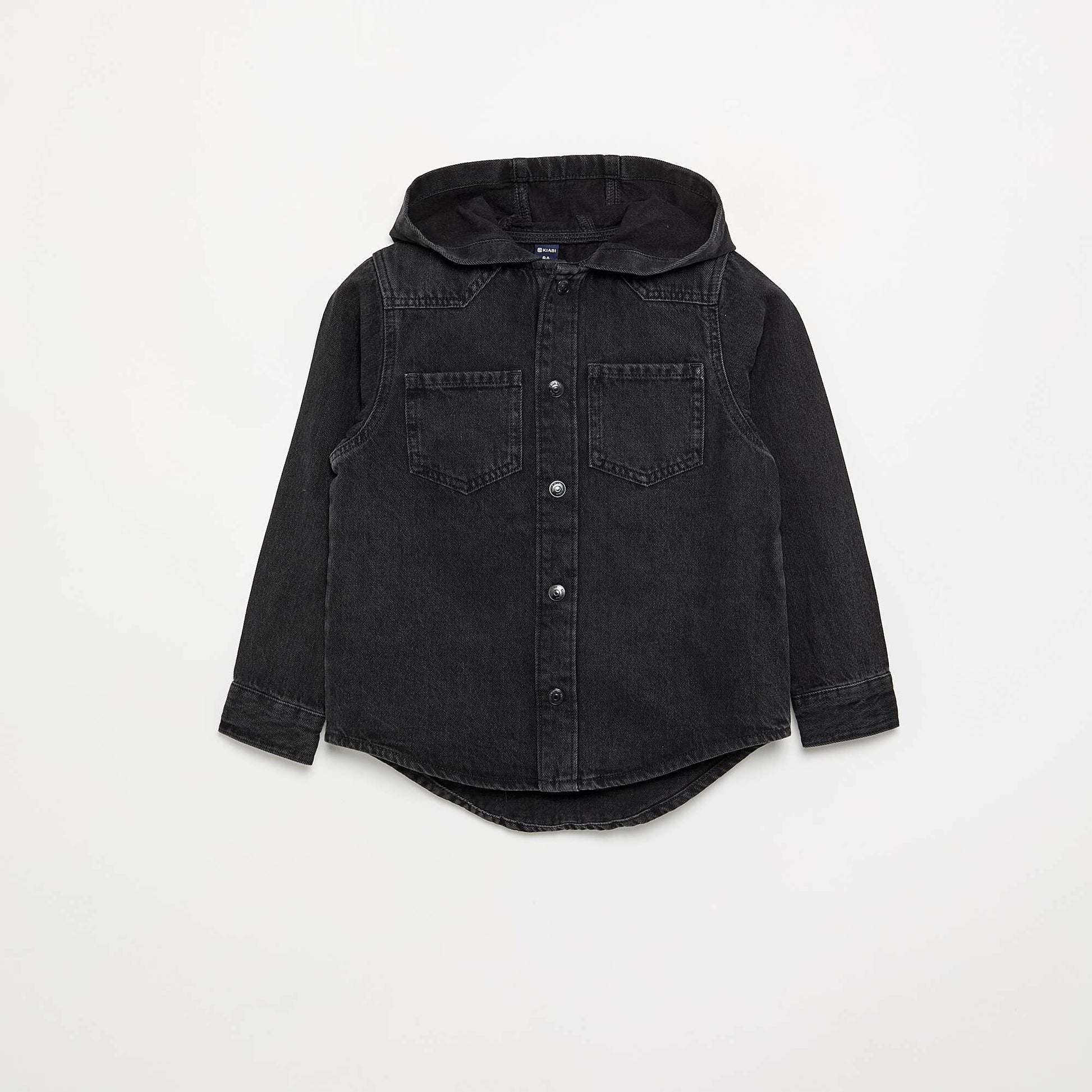 Denim hooded shirt BLACK