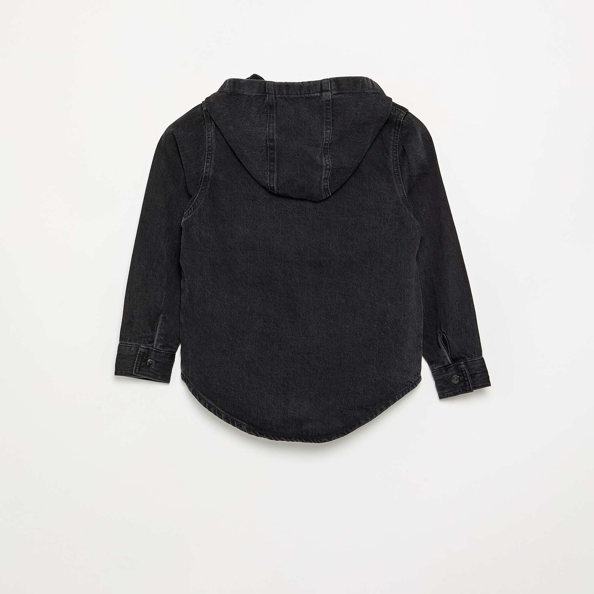 Denim hooded shirt BLACK