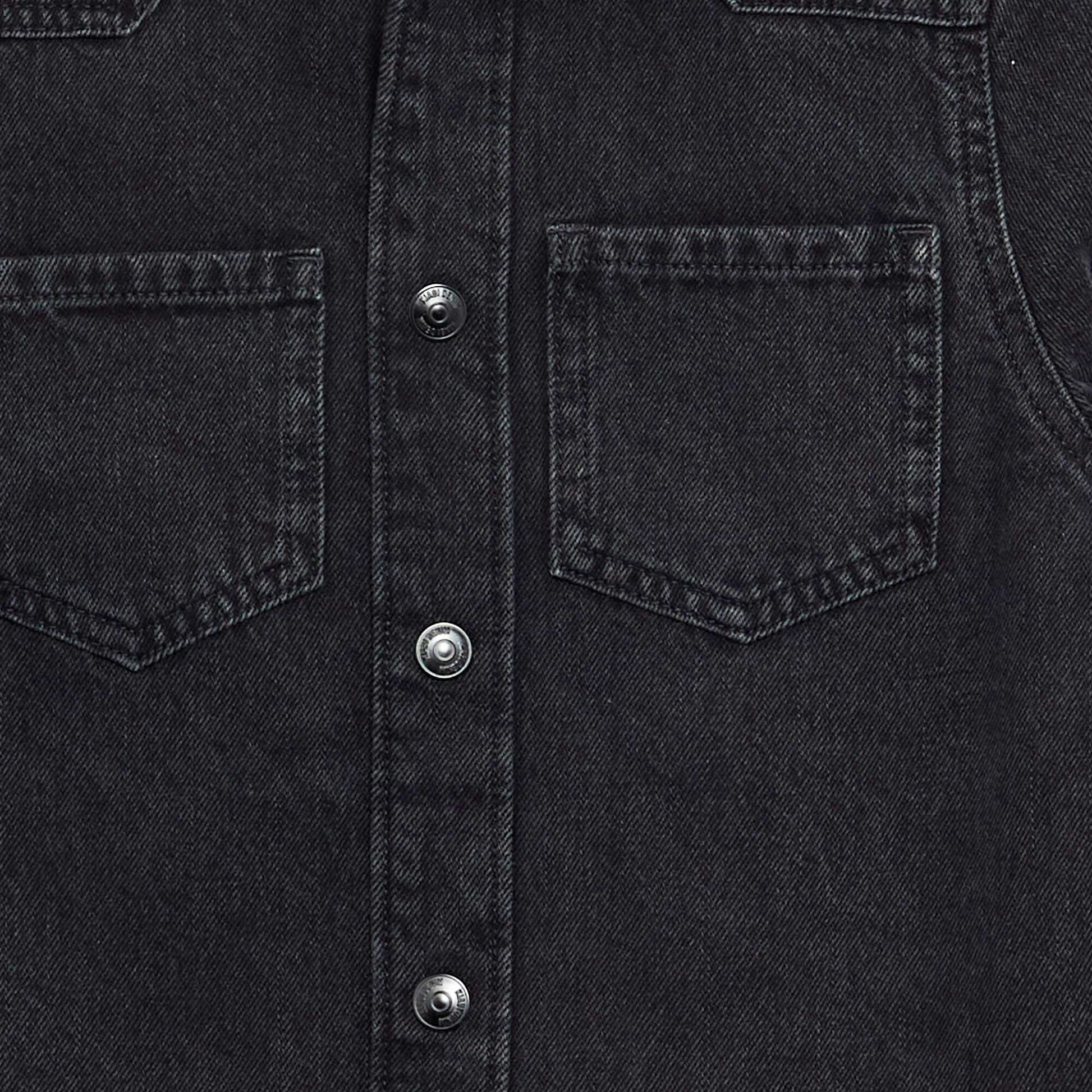 Denim hooded shirt BLACK