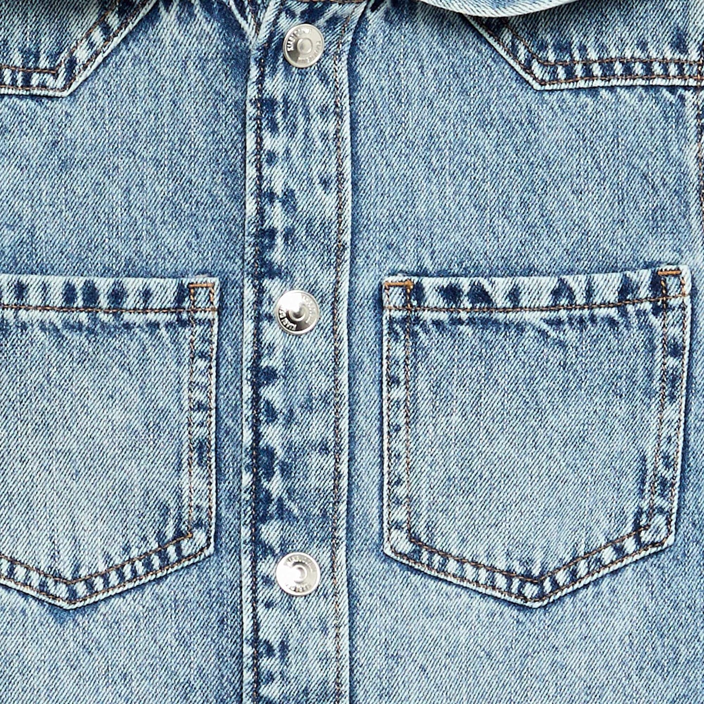 Denim hooded shirt BLUE