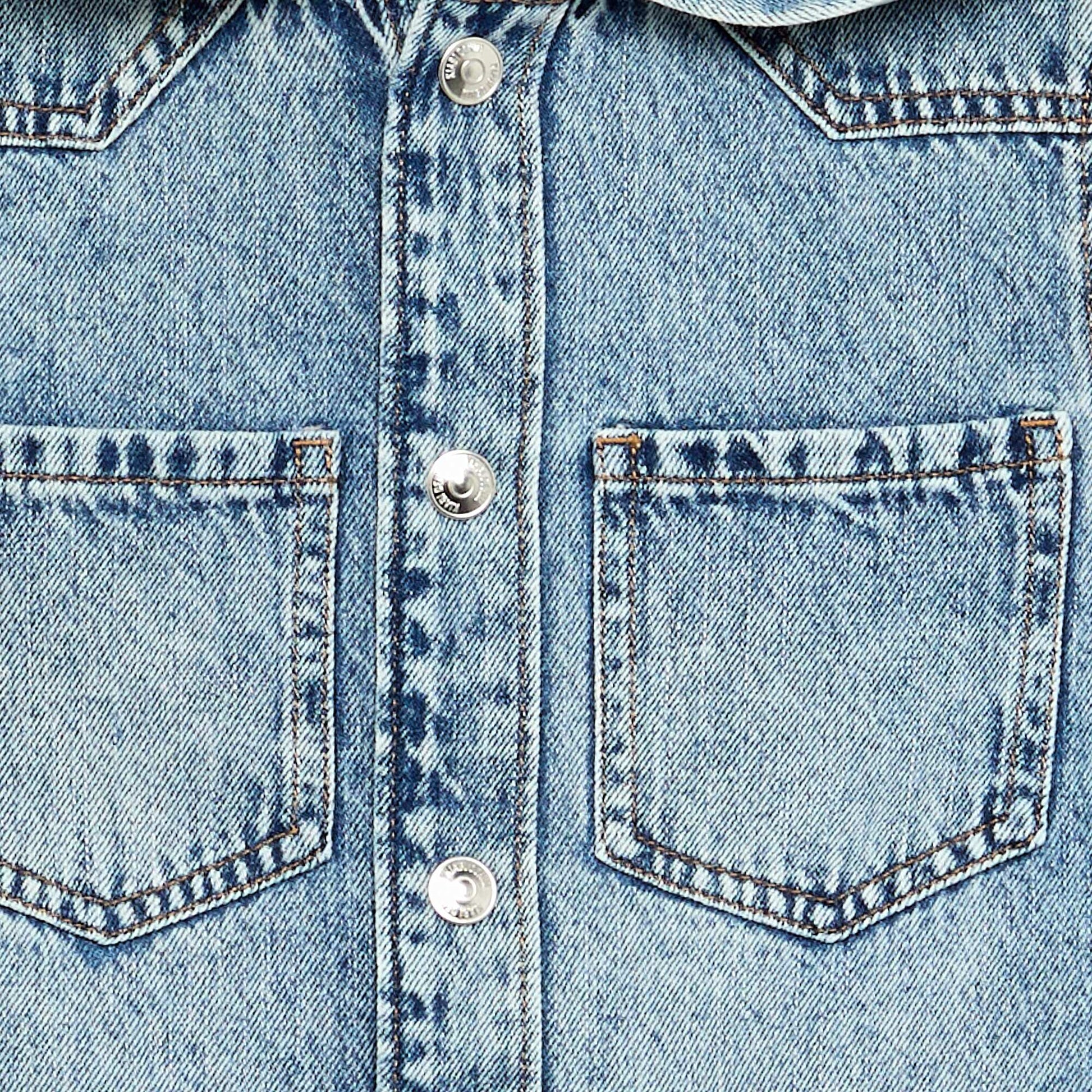 Denim hooded shirt BLUE
