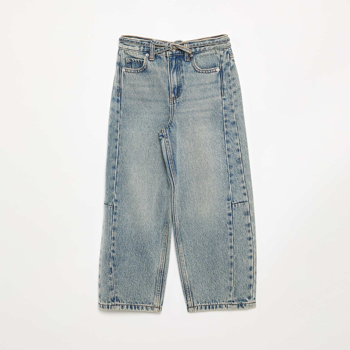 Barrel fit denim trousers with belt BLUE