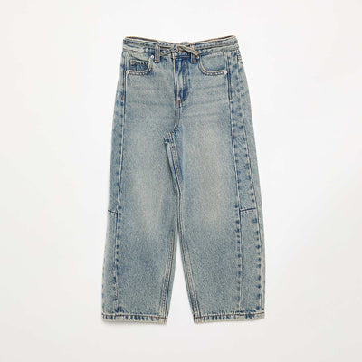 Barrel fit denim trousers with belt BLUE