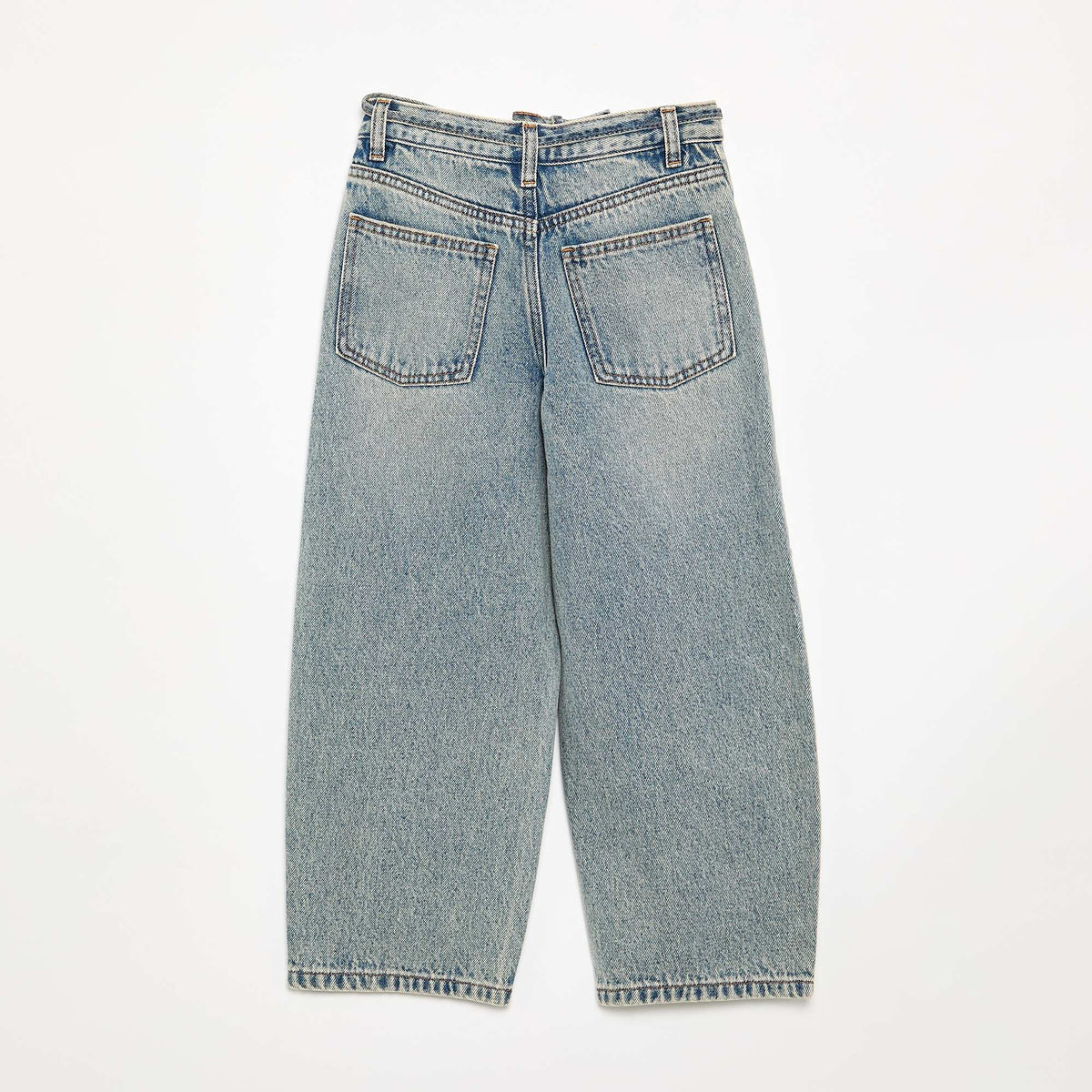 Barrel fit denim trousers with belt BLUE