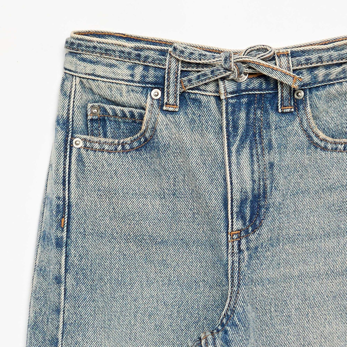 Barrel fit denim trousers with belt BLUE