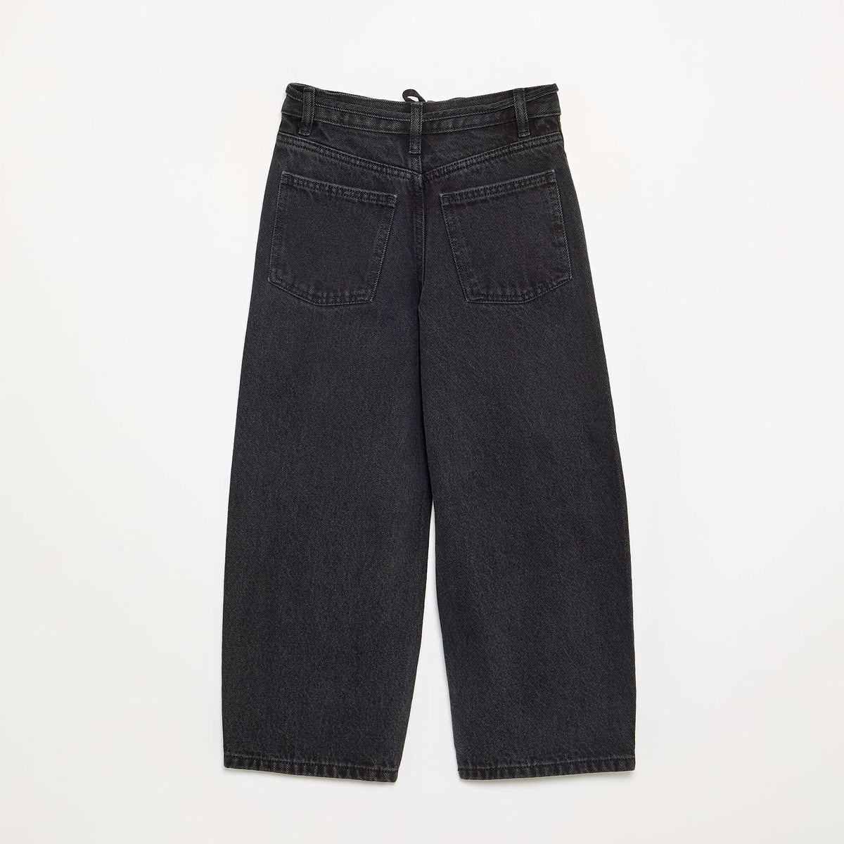 Barrel fit denim trousers with belt BLACK
