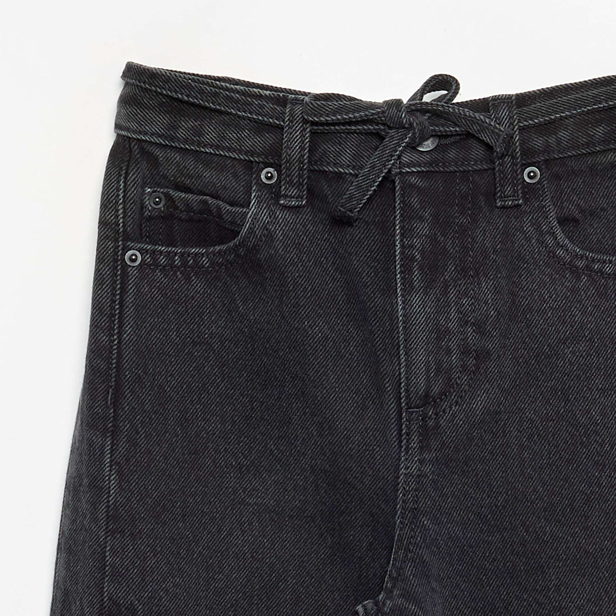 Barrel fit denim trousers with belt BLACK