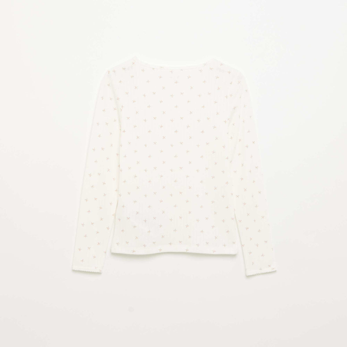 Pack of 2 Fancy Knit Long-Sleeved T-shirts BEIGE