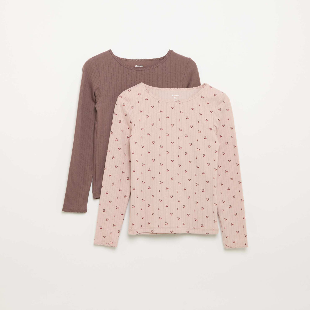 Pack of 2 Fancy Knit Long-Sleeved T-shirts PINK