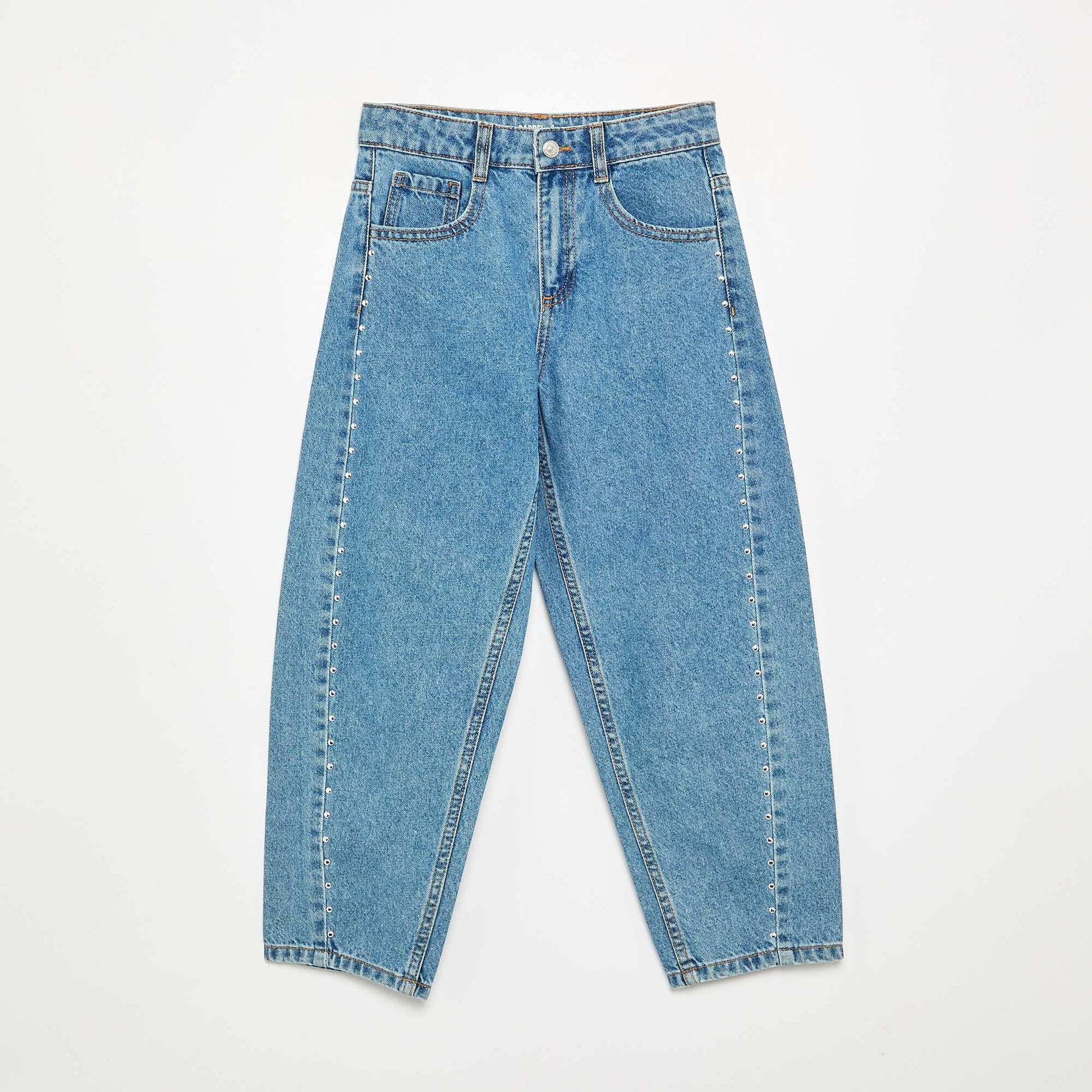 Wide Leg Trousers with Decorative Studs BLUE