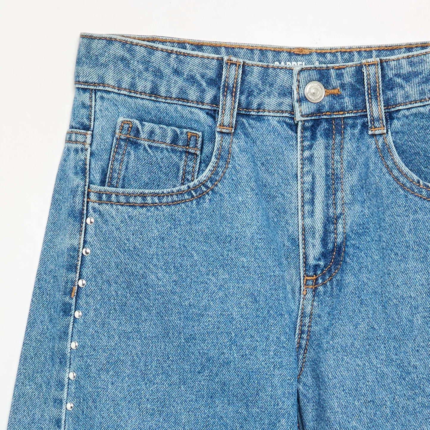 Wide Leg Trousers with Decorative Studs BLUE