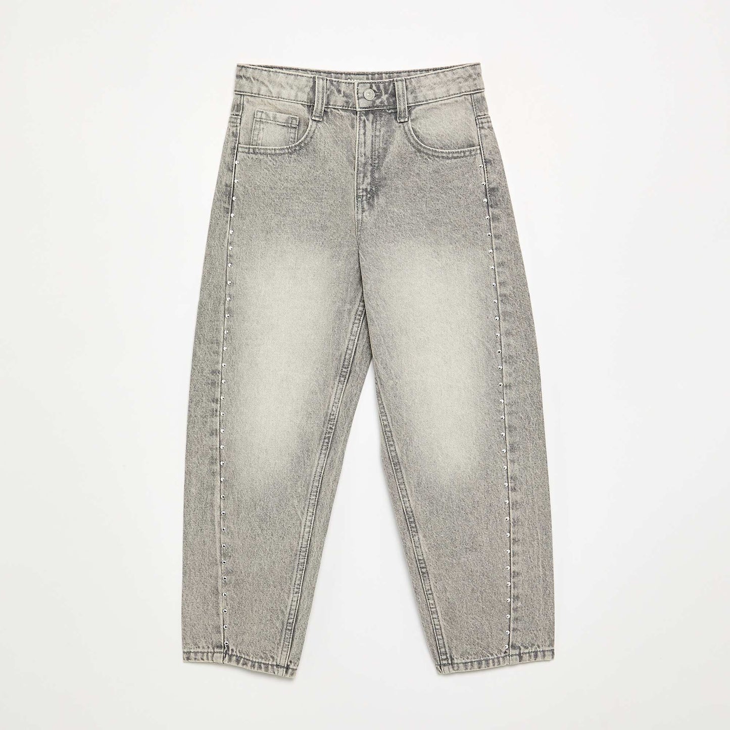 Wide Leg Trousers with Decorative Studs GREY