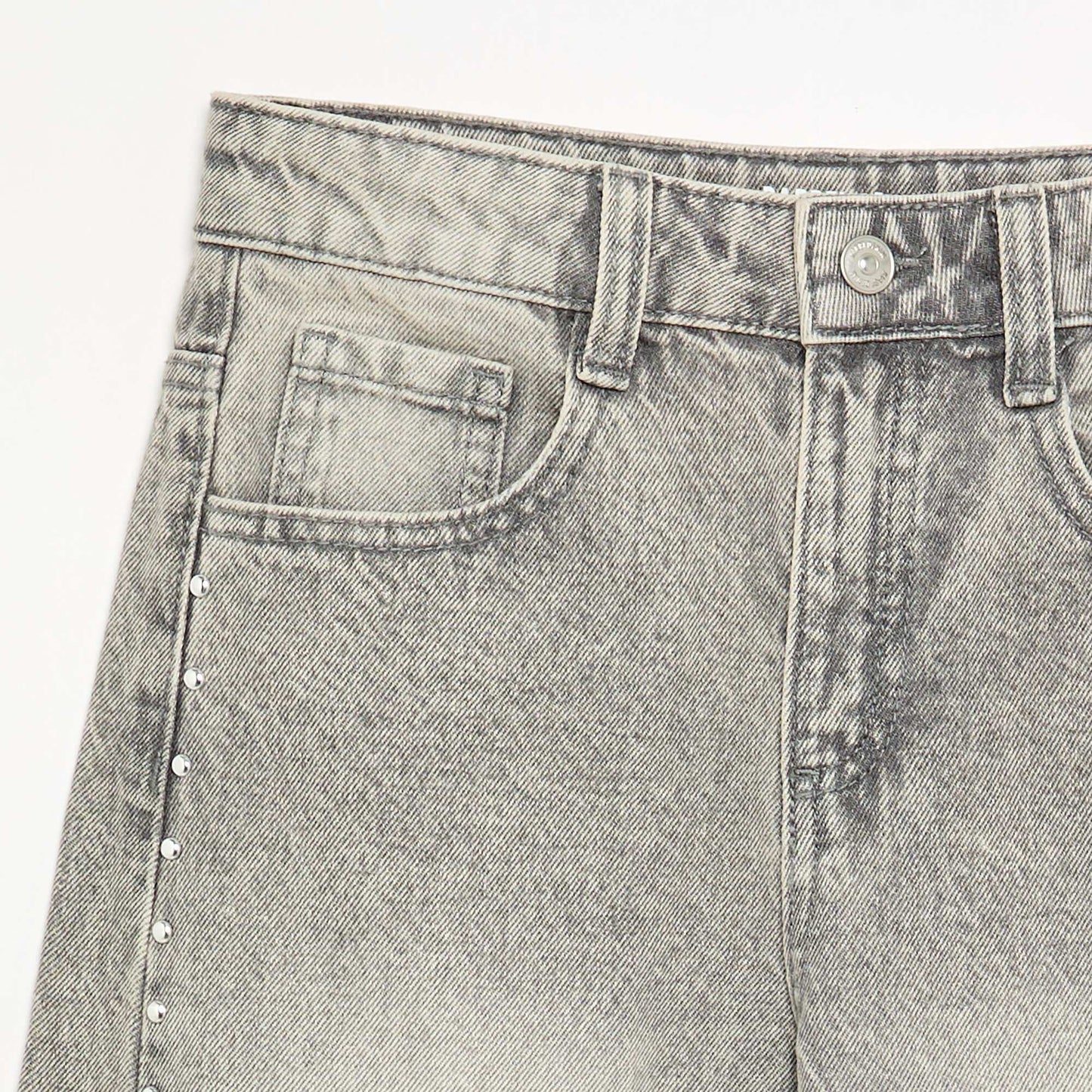 Wide Leg Trousers with Decorative Studs GREY