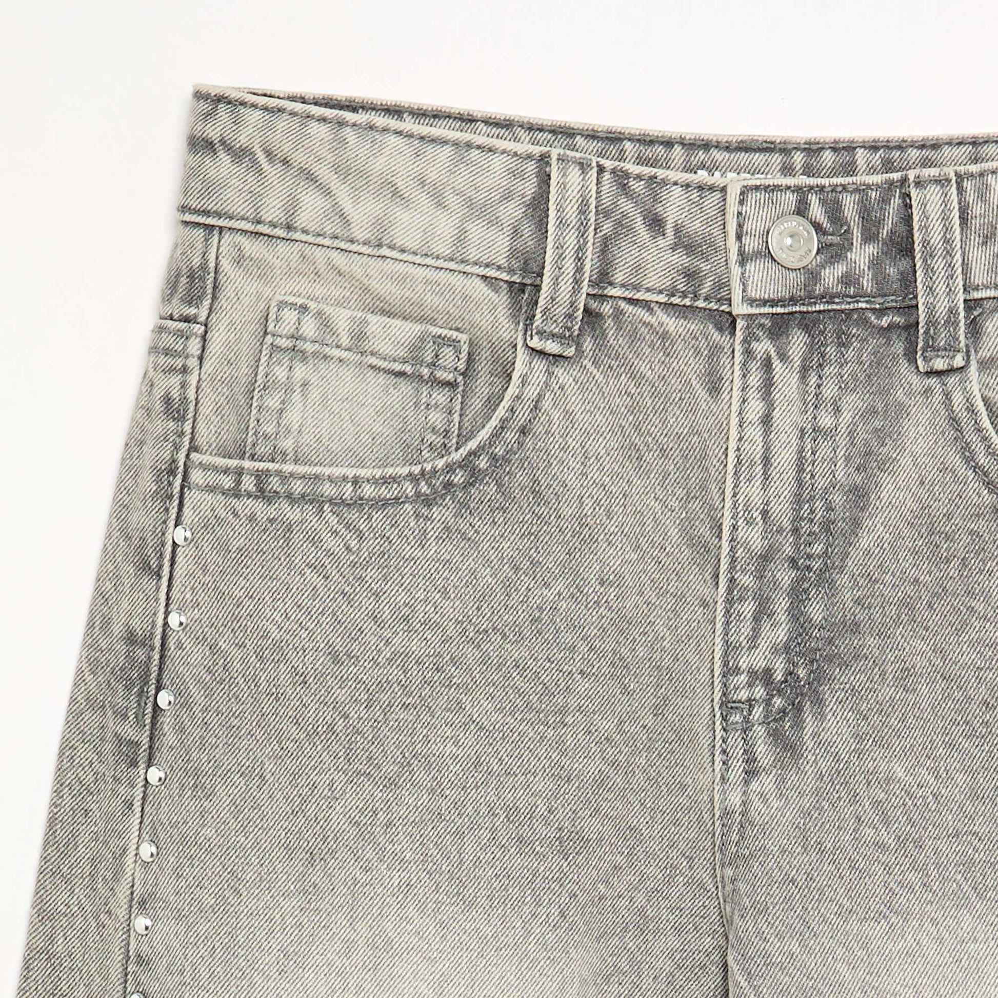 Wide Leg Trousers with Decorative Studs GREY