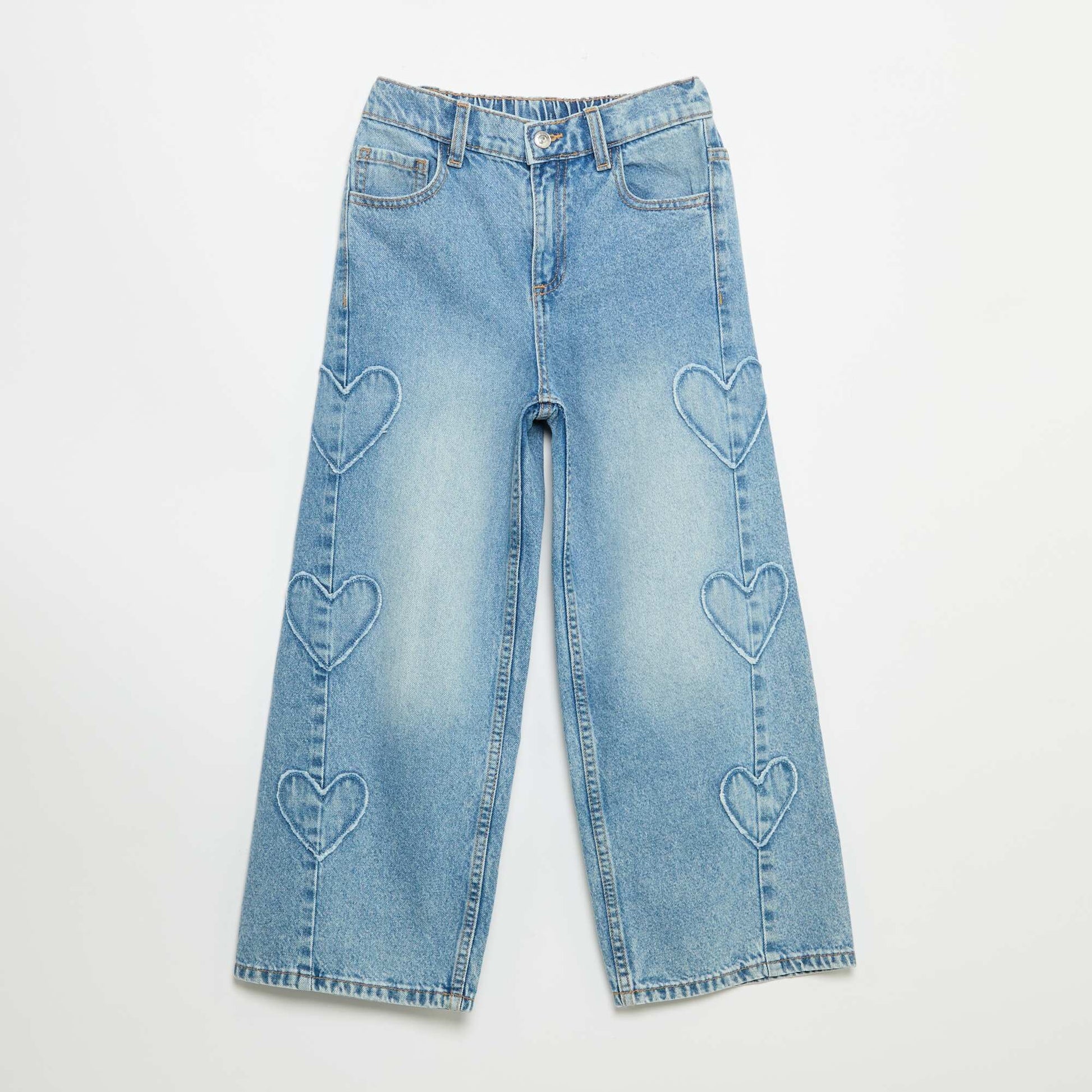 Embroidered Wide Leg Trousers BLUE