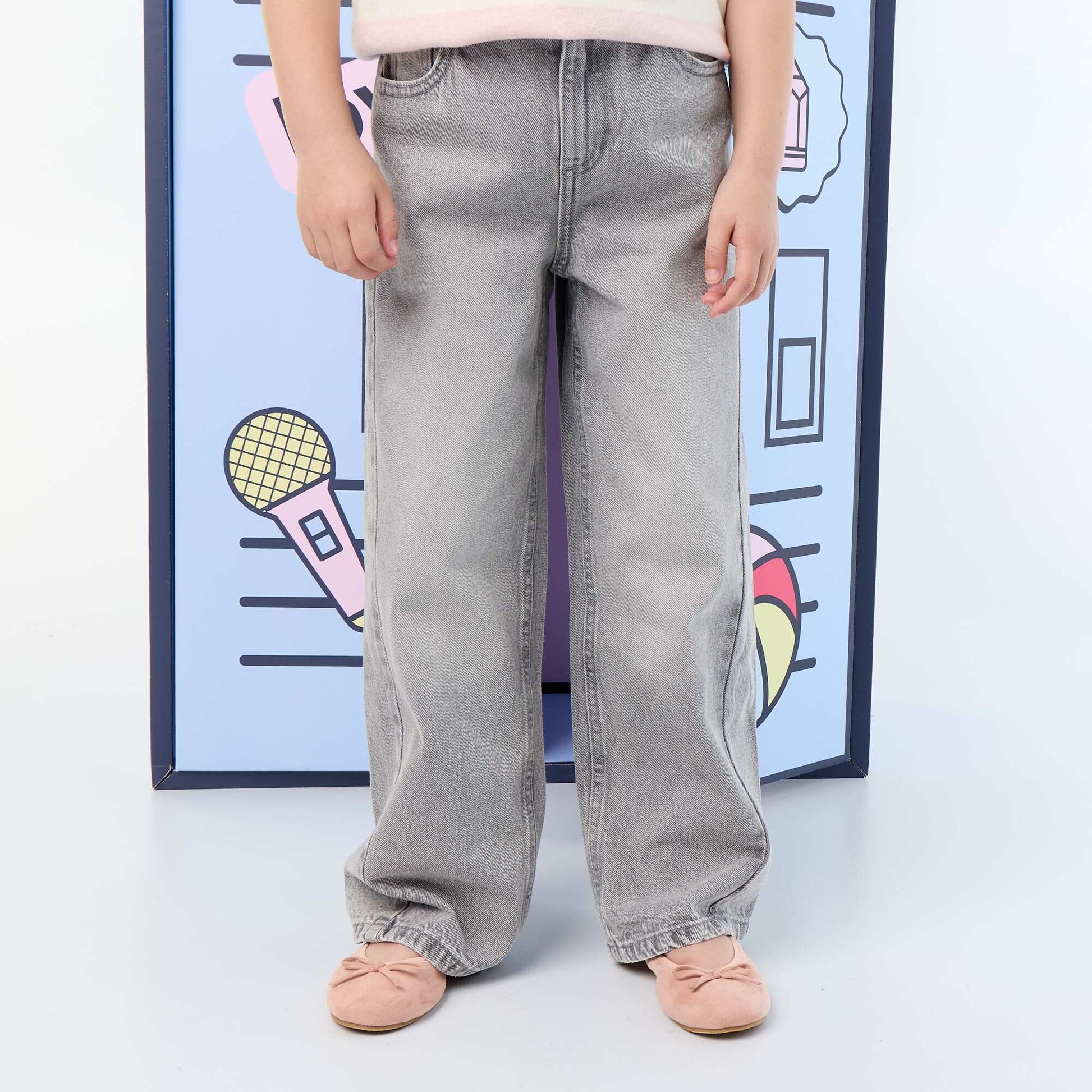 Embroidered Wide Leg Trousers GREY