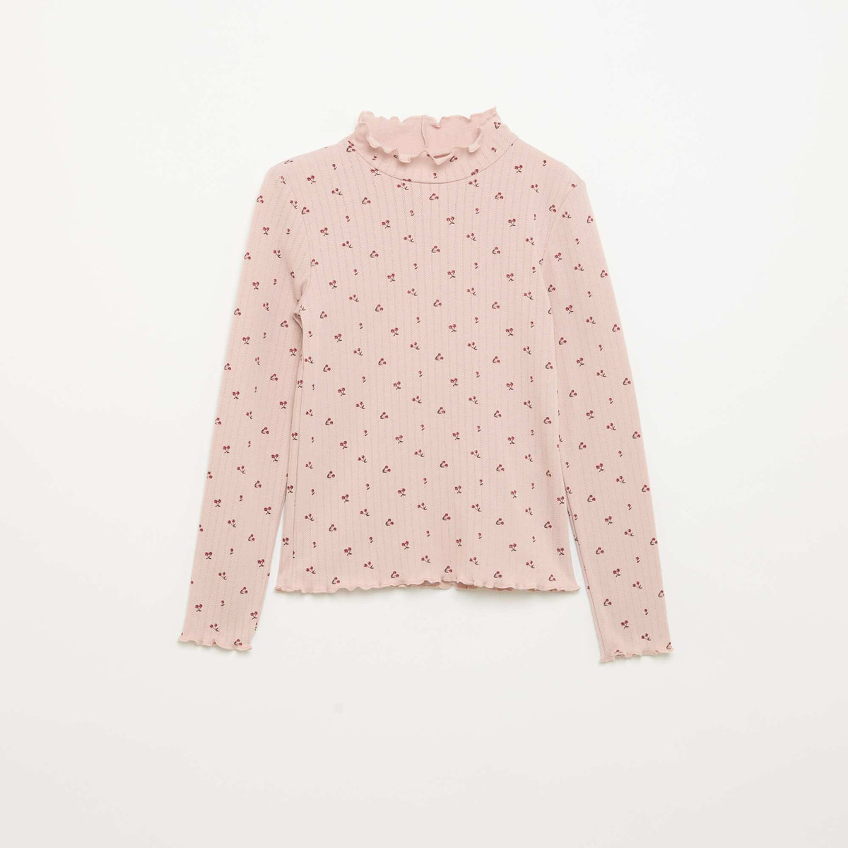 Pack of 2 Fancy Knit T-shirts with Wavy Finishes PINK
