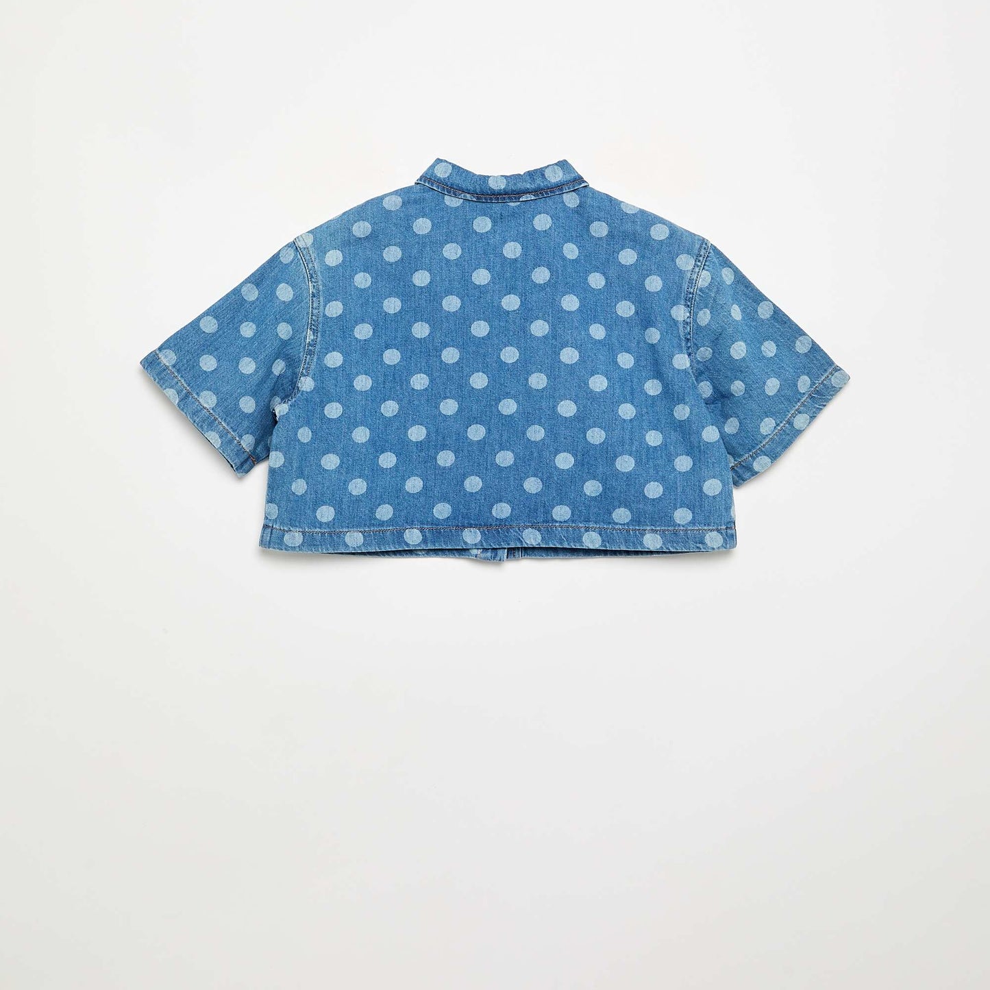 Polka Dot Denim Blouse BLUE