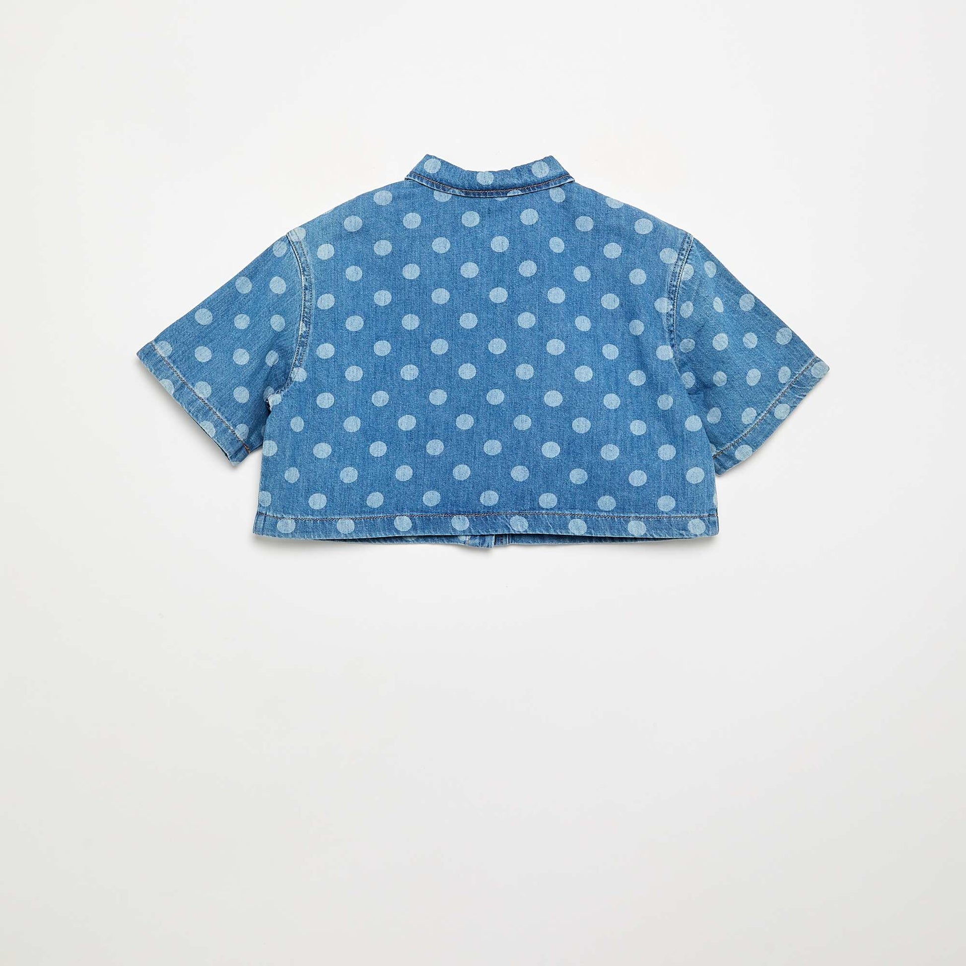 Polka Dot Denim Blouse BLUE