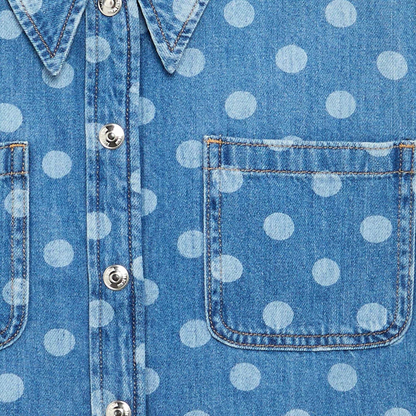 Polka Dot Denim Blouse BLUE