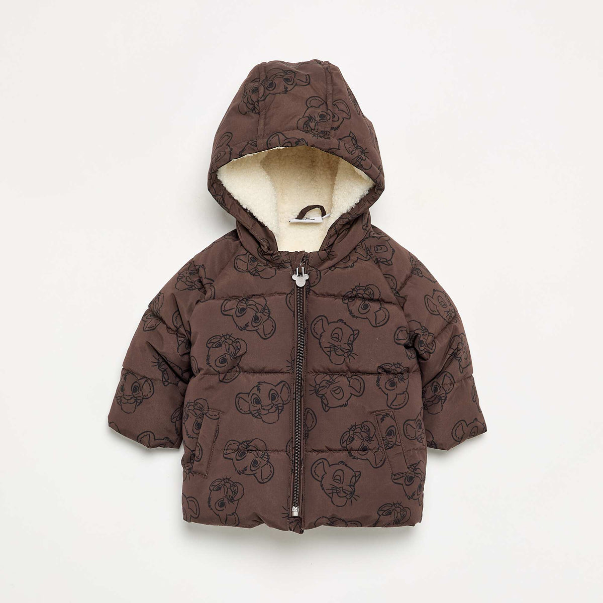 Disney 'The Lion King' Hooded Puffer Jacket BROWN