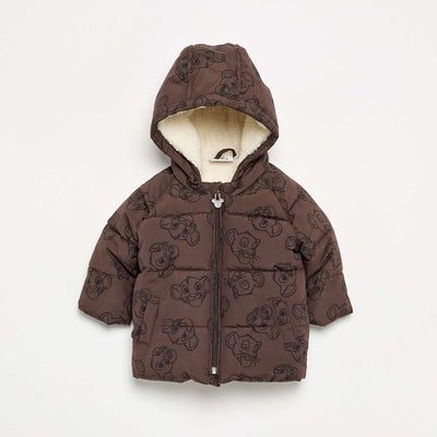 Disney 'The Lion King' Hooded Puffer Jacket BROWN