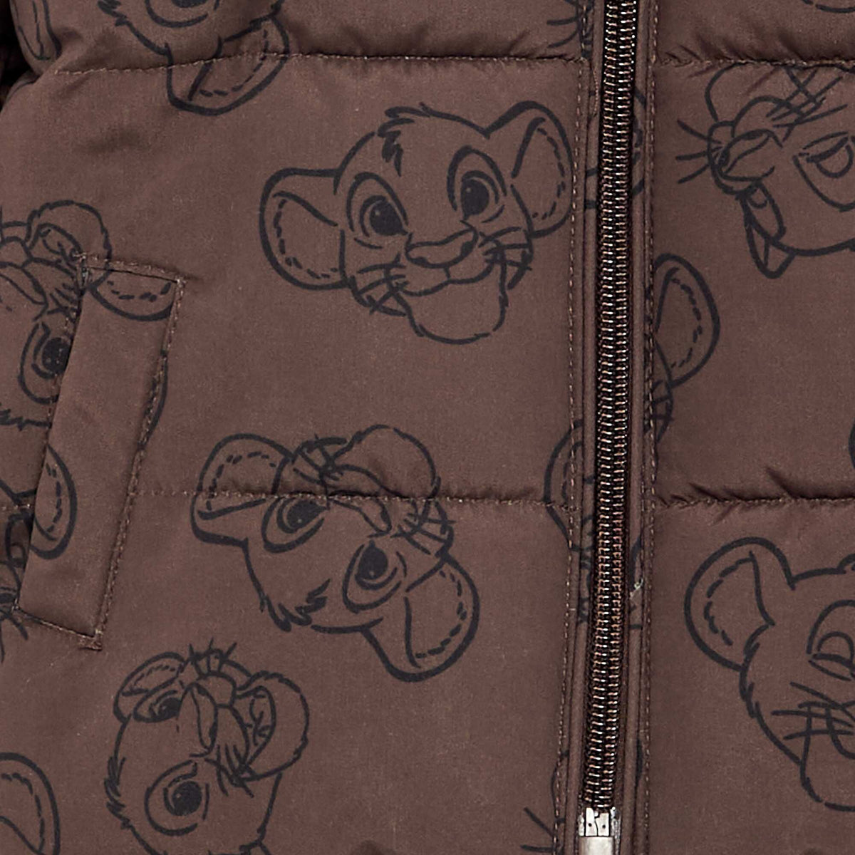 Disney 'The Lion King' Hooded Puffer Jacket BROWN