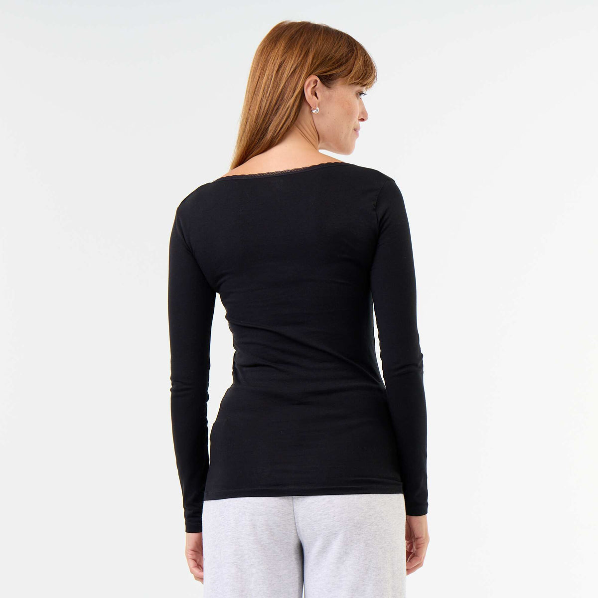 Women's Lace-Trim Round-Neck Night Tee Pack BLACK