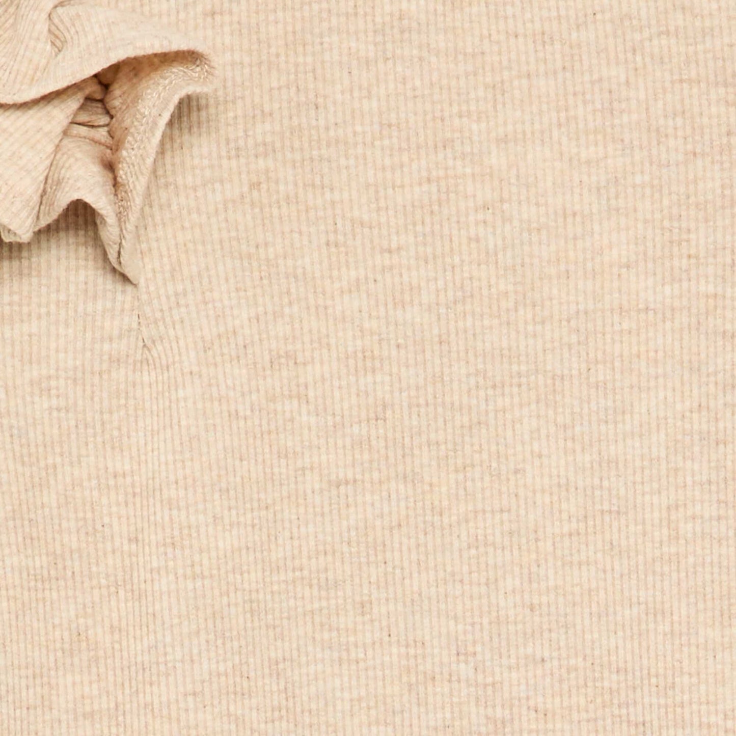 Long-sleeved ribbed knit T-shirt BEIGE