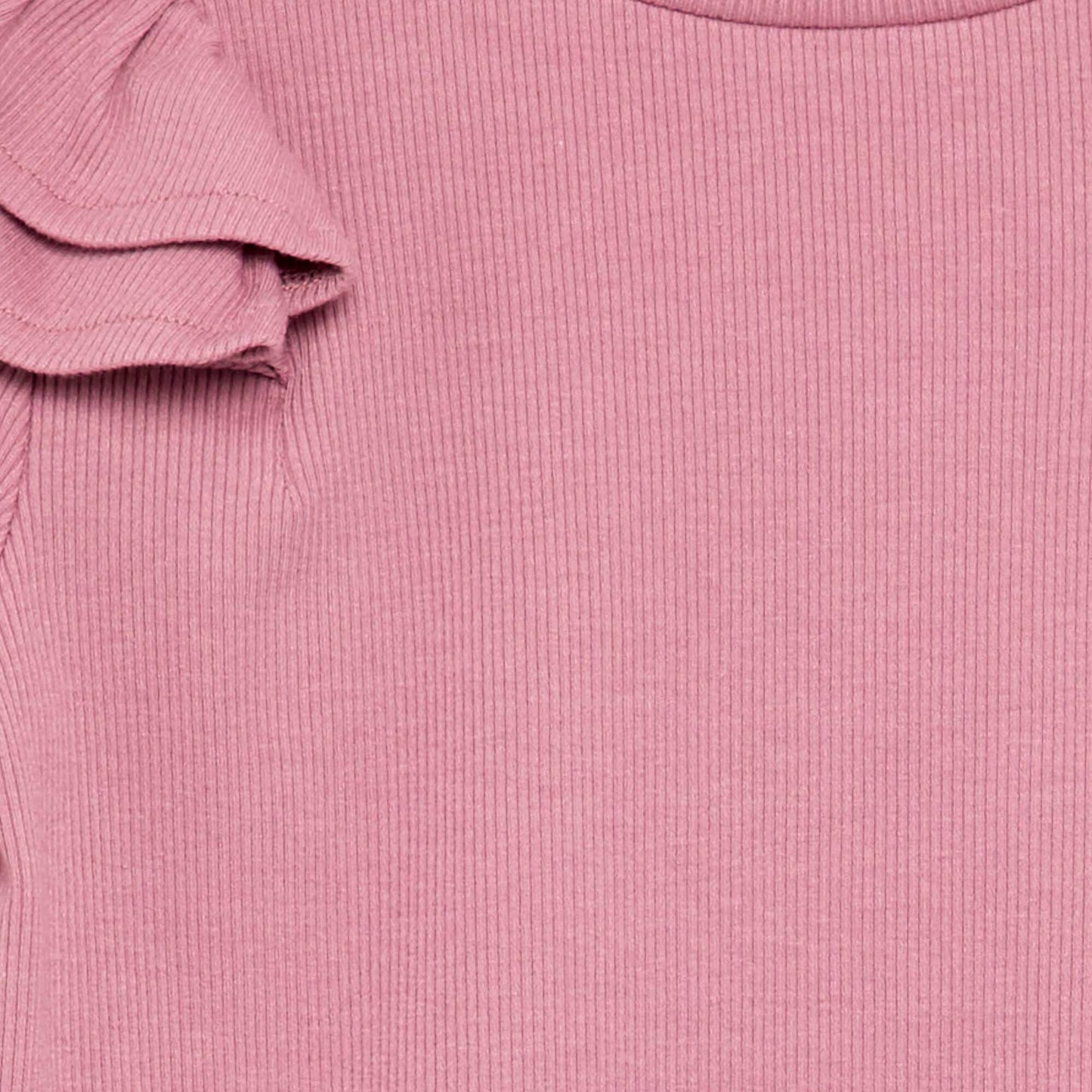 Long-sleeved ribbed knit T-shirt PINK