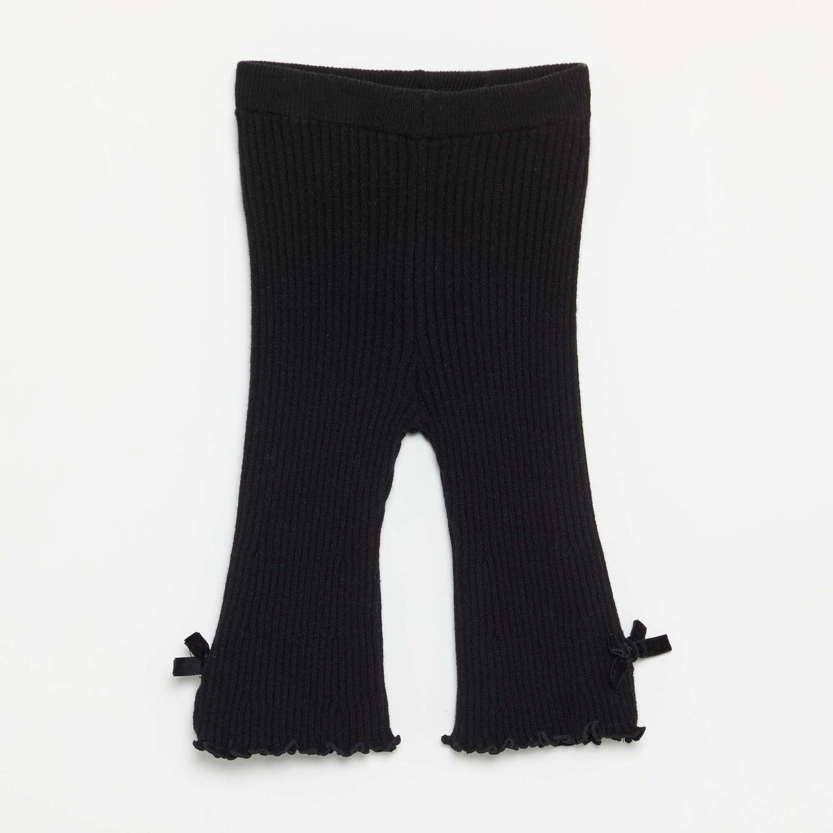 Ribbed Compact Knit Leggings BLACK