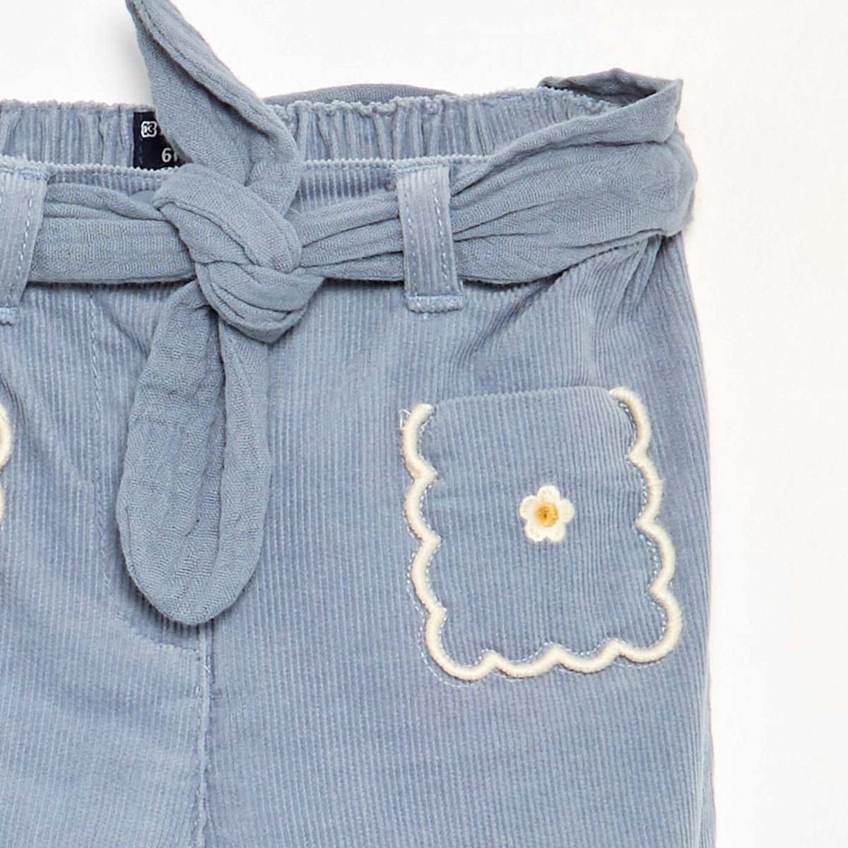Velvet Trousers with Embroidered Pockets BLUE