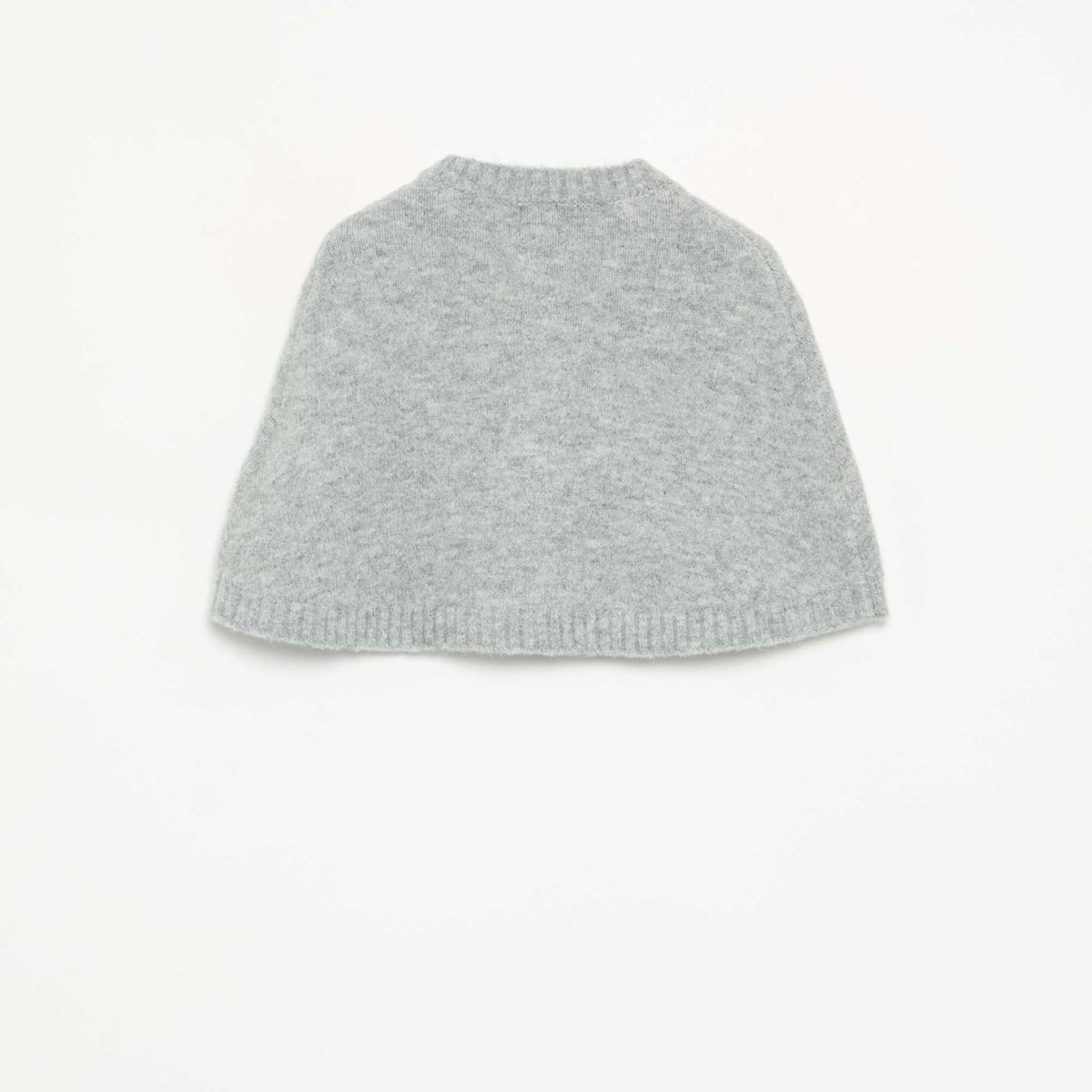Knit Cape with Velvet Bows GREY