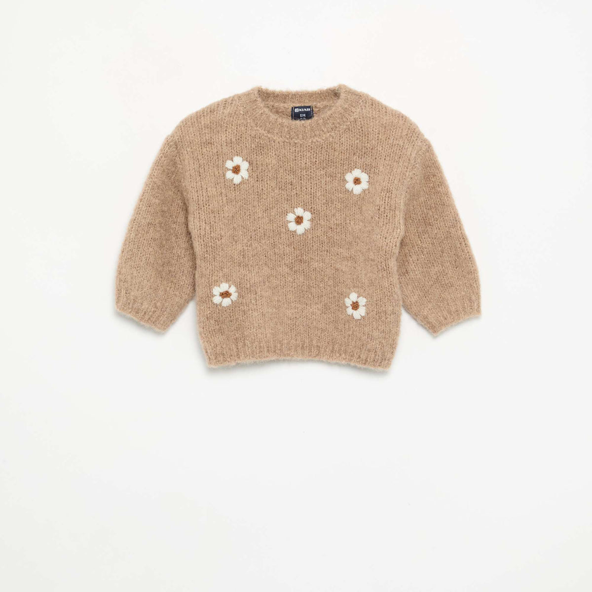 Daisy embroidered sweater BEIGE