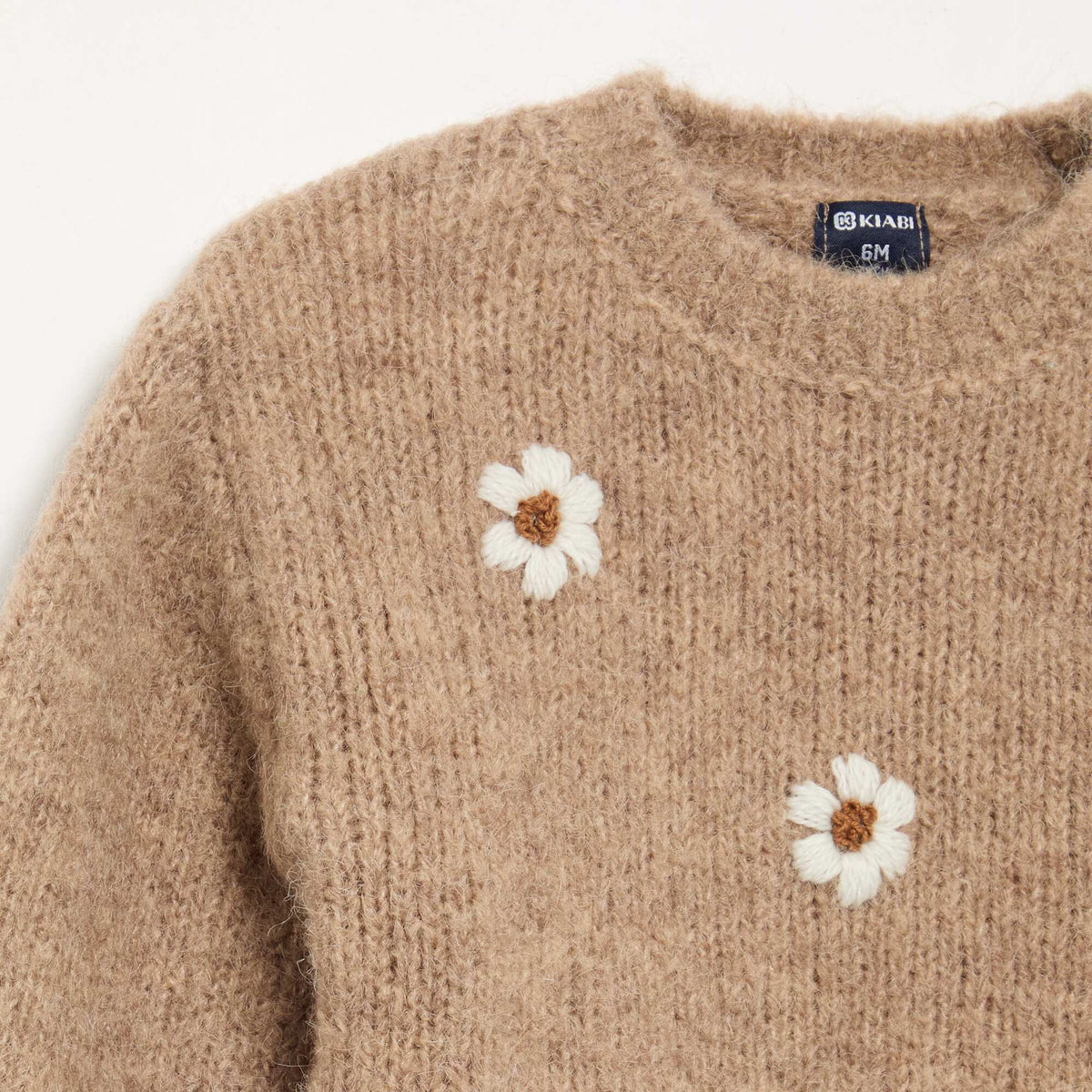 Daisy embroidered sweater BEIGE
