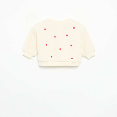 Sherpa-effect sweatshirt with embroidery WHITE