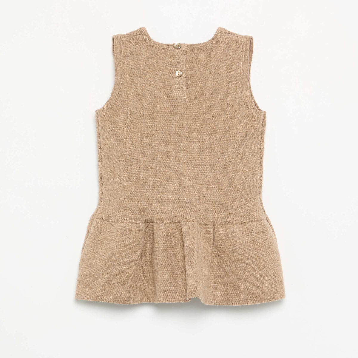 Sleeveless knitted dress with bows BEIGE