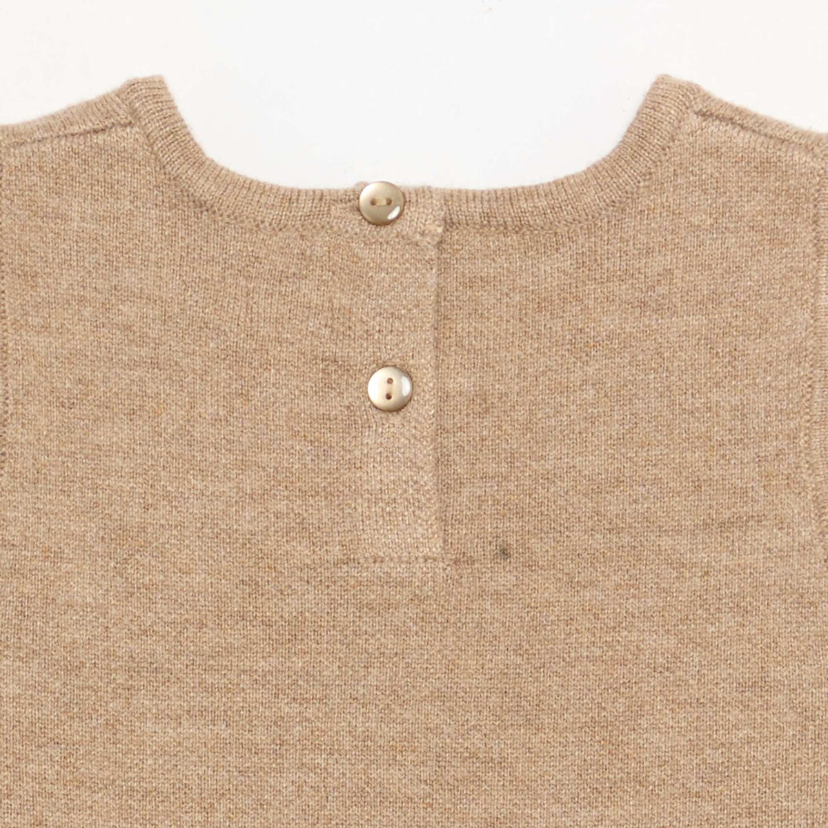 Sleeveless knitted dress with bows BEIGE