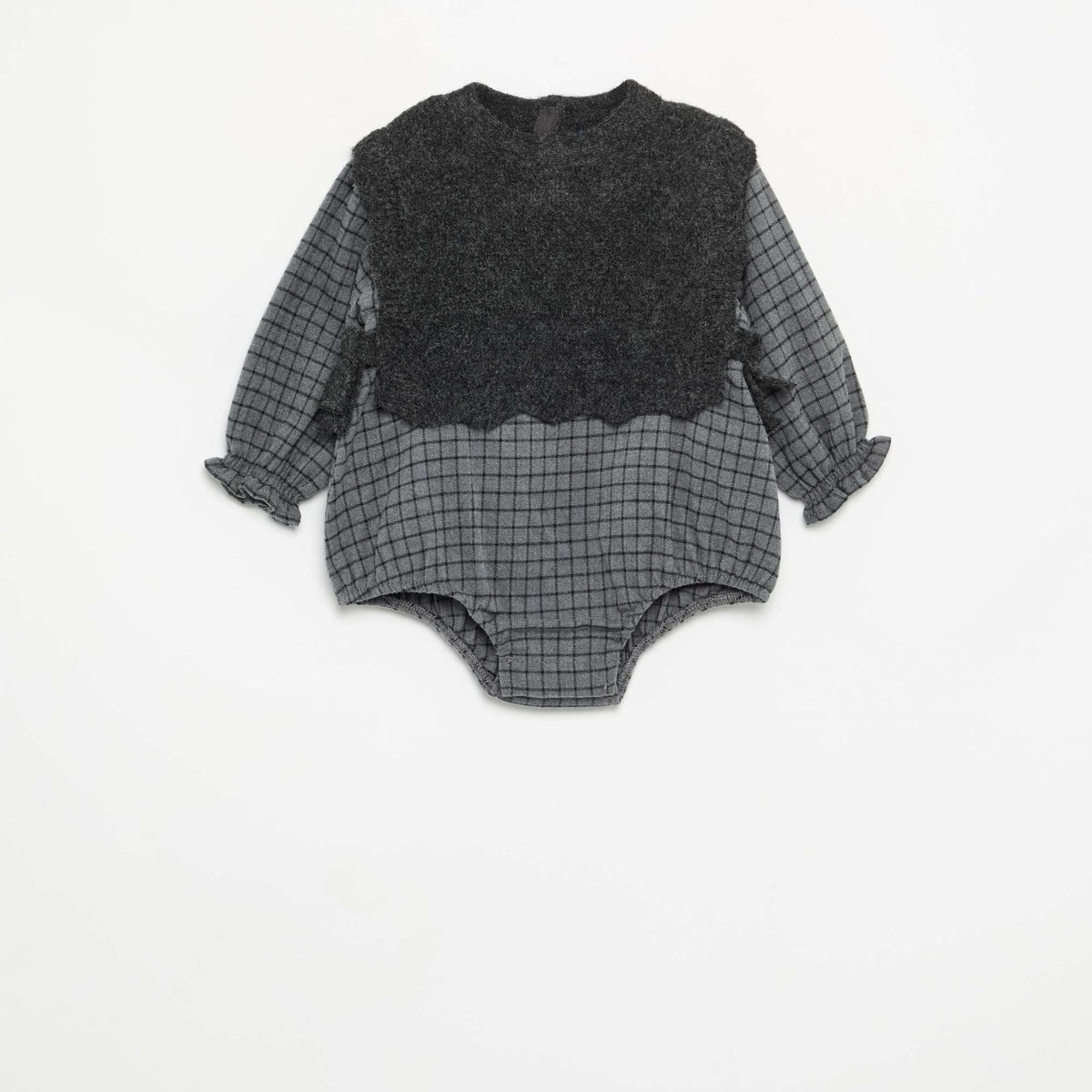Romper with Sleeveless Knit Top GREY