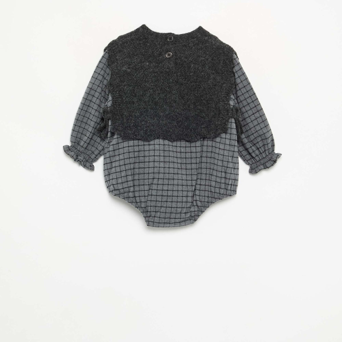 Romper with Sleeveless Knit Top GREY