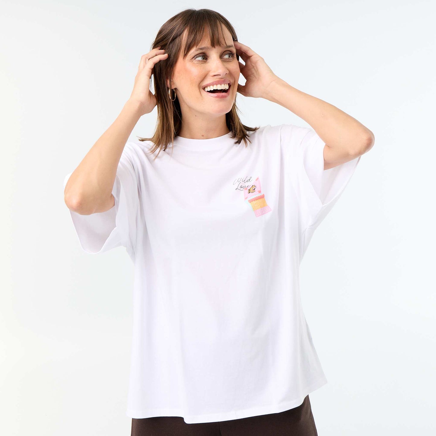 Oversized T-shirt with Back Print WHITE
