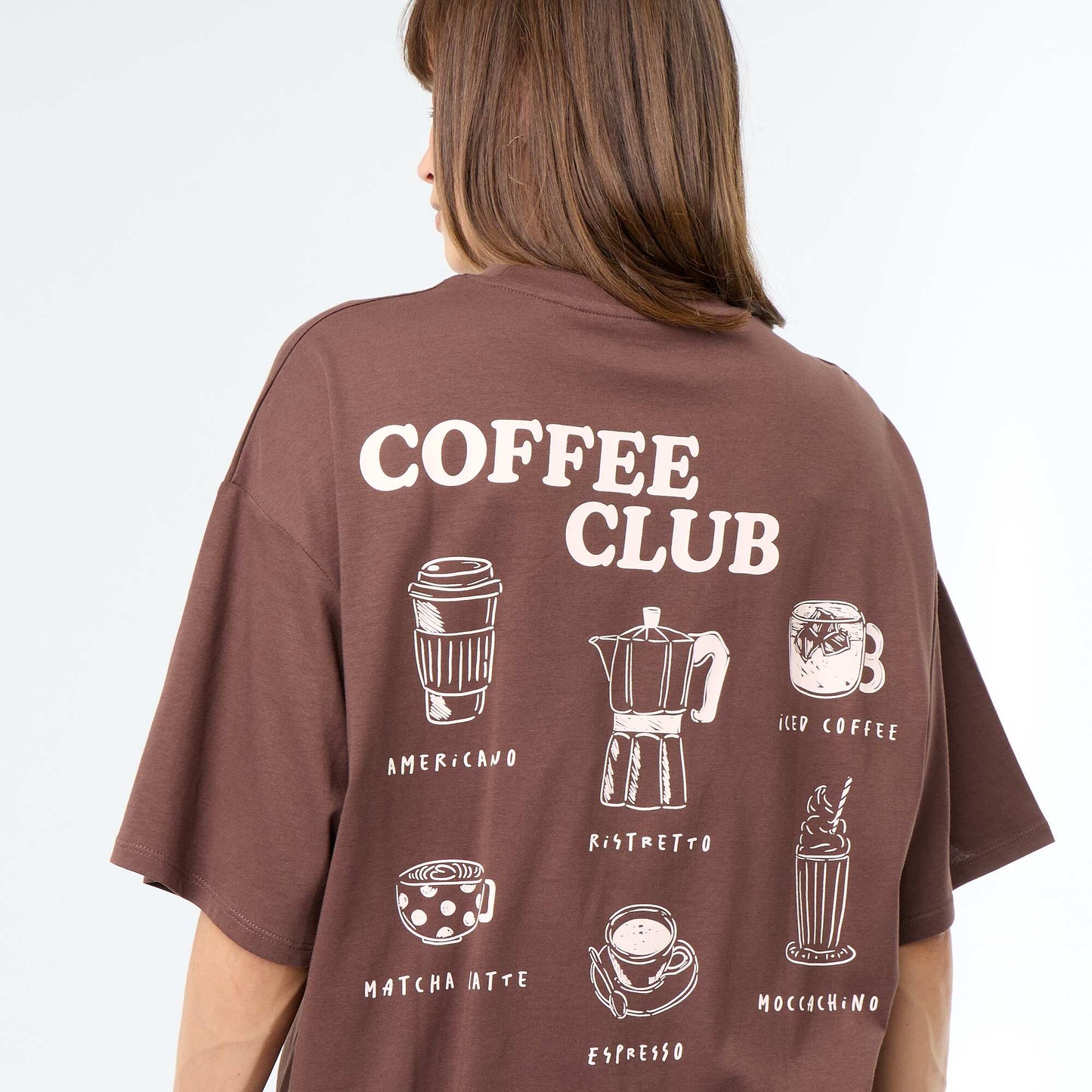 Oversized T-shirt with Back Print BROWN