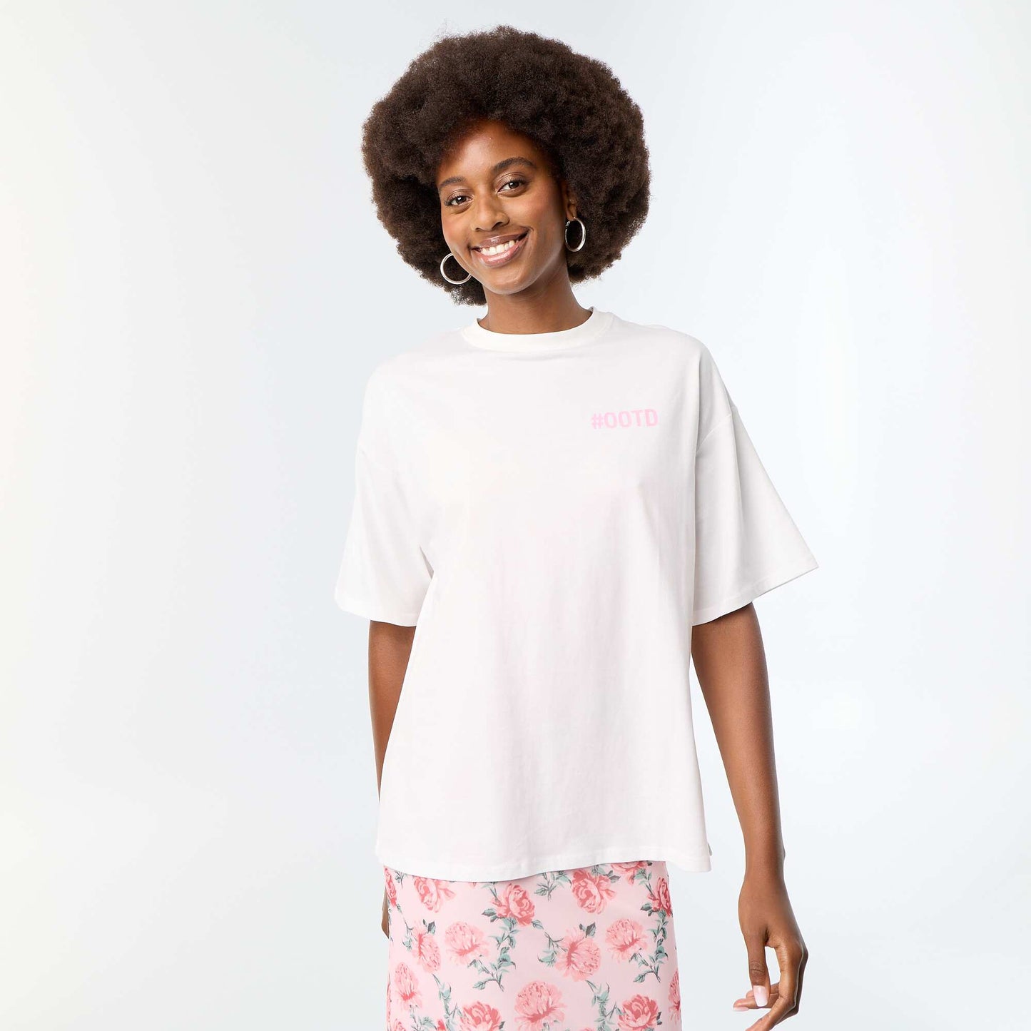 Oversized T-shirt with Back Print WHITE