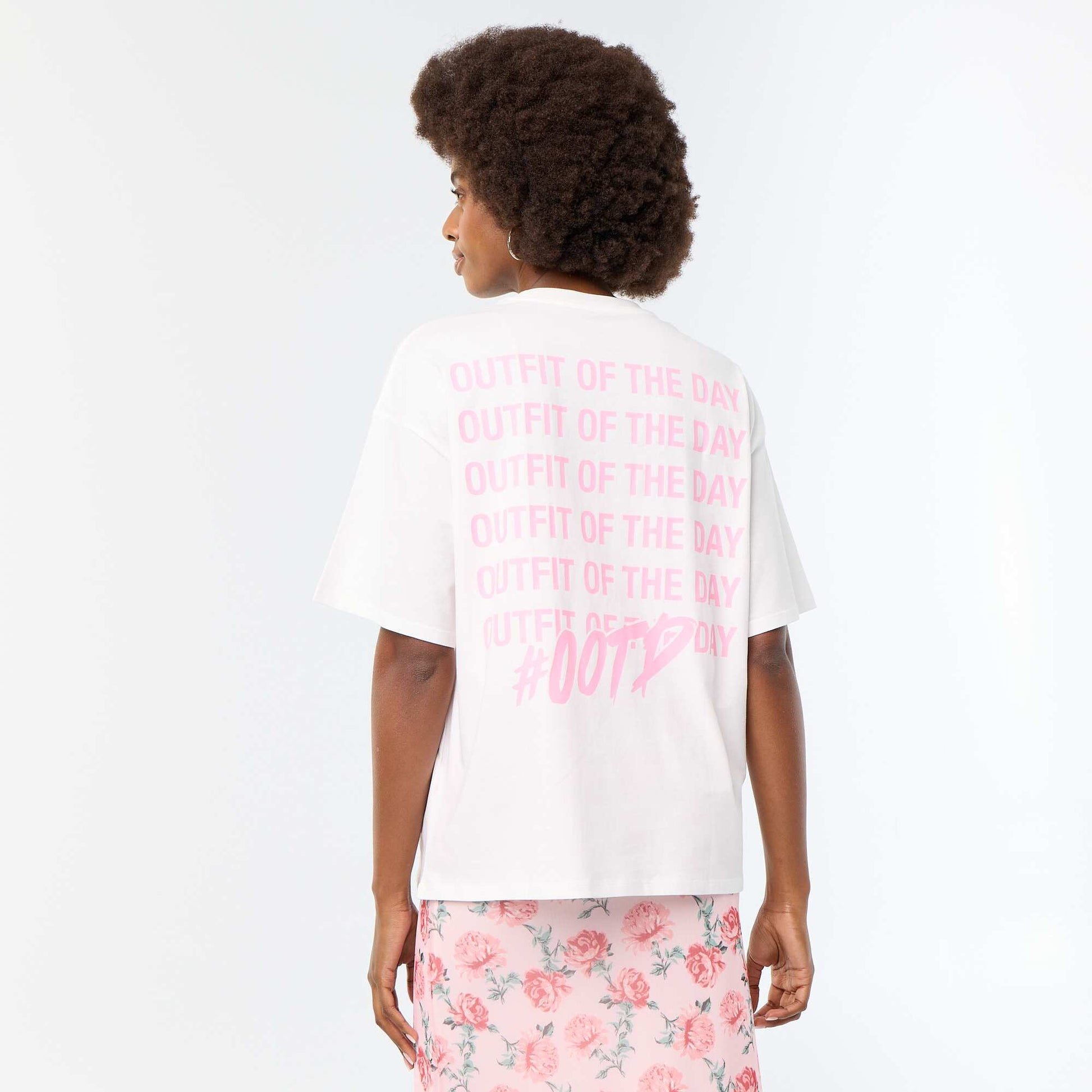 Oversized T-shirt with Back Print WHITE