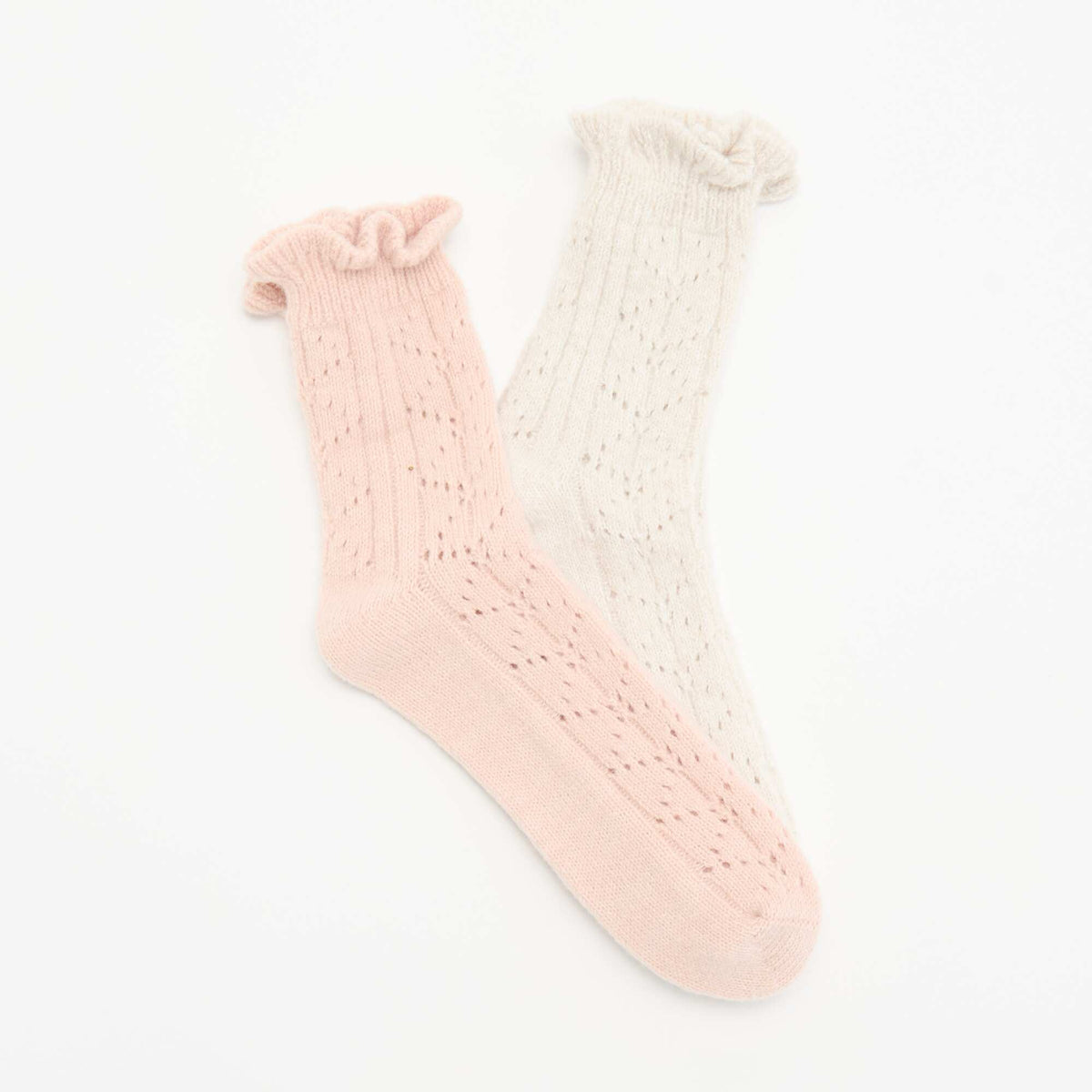 2-Pack of Decorative Ankle Socks BEIGE