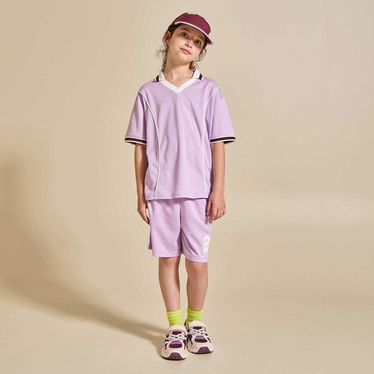 T-shirt and shorts sports set PURPLE